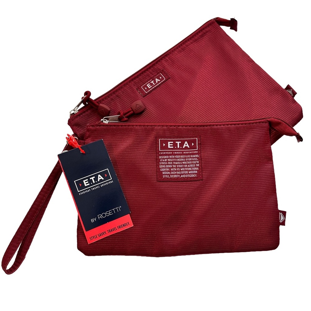 NEW‎ Cozumel Security Set Travel Wristlet &’Pouch ETA by Rosetti Burgundy